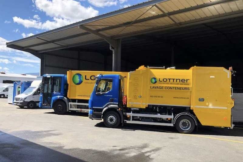 Lottner Fahrzeuge in Genf für Containerreinigung und Wertstoffsammlung – Teil von Paprec Schweiz